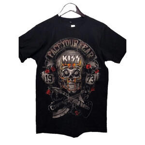 Kizz T-shirt Black Cotton FACE YOUR FEAR 1973 Top M New Replica Retro Rock Skull